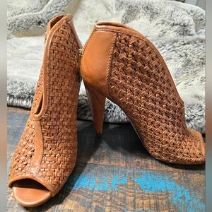 Vince Camuto Brown Peep-Toe Heels